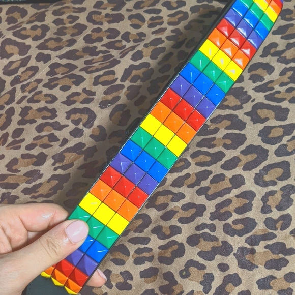 Rainbow Studded Belt (sz. Small 32") - Picture 1 of 6